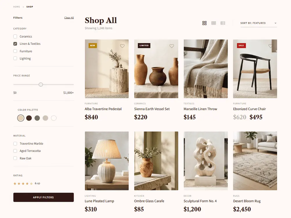 Product catalog setup